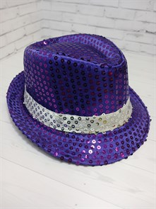 Карнавальная шляпа с пайетками, фиолетовая с серебряной полосой, размер 54