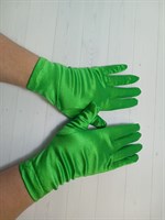 Перчатки атласные взрослые, зеленые