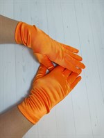 Перчатки атласные взрослые, оранжевые
