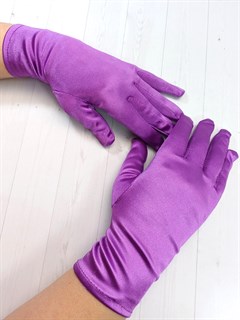 Перчатки атласные взрослые, фиолетовые