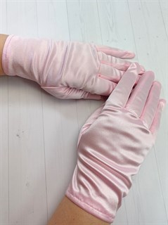 Перчатки атласные взрослые, светло-розовые