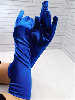 Перчатки атлас удлиненные, синие