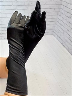 Перчатки атлас удлиненные ,черные
