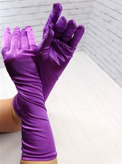 Перчатки атлас удлиненные, фиолет