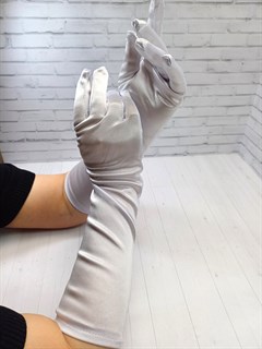 Перчатки атлас удлиненные ,белые