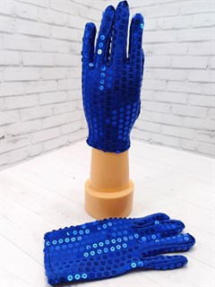 Перчатки с пайетками синие, детские