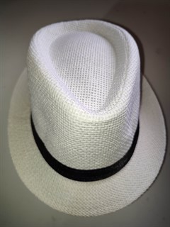 Шляпа "Соломенная" 58, белая с черной полосой