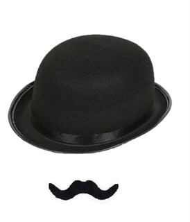 Детская шляпа "Котелок" в стиле Чарли Чаплин с усами, размер 52-54