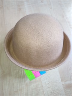 Шляпа котелок круглый, бежевый, 54