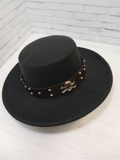 Шляпа Канотье ободок Череп, черная 58