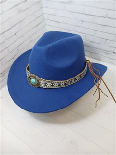 Шляпа с ободком Брошь, синяя 57