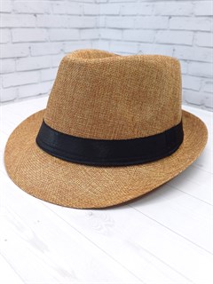 Шляпа "Соломенная" 58, бежевая с черной полосой