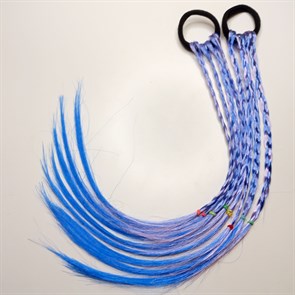 Комплект косичек для волос на резинках, синий