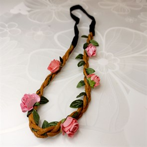 Повязка ободок для волос с цветочками,розовые розочки