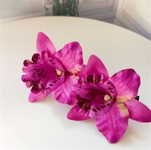 Комплект двух заколок "Тропический цветок Орхидея", фиолетовый