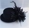Шляпка-заколка из фетра с цветком, черная - фото 10021