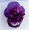 Шляпка-заколка из фетра с цветком, фиолетовая - фото 10025