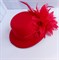 Шляпка-заколка из фетра с цветком, красная - фото 10029