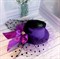 Шляпка заколка с оборками и бантиком, фиолетовая с фиолетовой оборкой - фото 10136