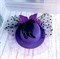 Шляпка заколка с оборками и бантиком, фиолетовая с фиолетовой оборкой - фото 10137