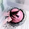 Шляпка заколка с оборками и бантиком, розовая с черной оборкой - фото 10156