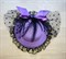 Шляпка заколка с оборками и бантиком, фиолетовая с черной оборкой - фото 10168