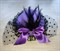 Шляпка заколка с оборками и бантиком, фиолетовая с черной оборкой - фото 10169