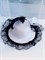 Шляпка заколка с оборками и бантиком, белая с черной оборкой - фото 10174