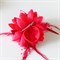 Цветок на заколке с бусинками, красный - фото 10300
