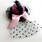 Шляпка-Вуалетка с оборками и бантиком, розовая с черной оборкой - фото 10652
