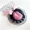Шляпка-Вуалетка с оборками и бантиком, розовая с черной оборкой - фото 10653