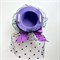 Шляпка-Вуалетка с оборками и бантиком, фиолетовая с черной оборкой - фото 10657