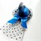 Шляпка-Вуалетка с оборками и бантиком , синяя с черной оборкой - фото 10662