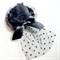 Шляпка-Вуалетка с оборками и бантиком , черная с черной оборкой - фото 10666