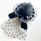 Шляпка-Вуалетка с оборками и бантиком , черная с черной оборкой - фото 10667
