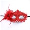 Маска ажурная на твердом каркасе с цветком, красная - фото 10953