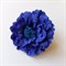 Заколка - брошь цветок Пион, диаметр 11 см, синий - фото 10976