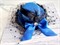 Шляпка заколка с оборками и бантиком, синие с черной оборкой - фото 11388