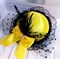 Шляпка заколка с оборками и бантиком, желтая с черной оборкой - фото 11392
