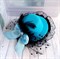 Шляпка заколка с оборками и бантиком, голубые с черной оборкой - фото 11395