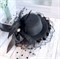 Шляпка заколка с оборками и бантиком, черная с черной оборкой - фото 11397