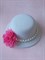 Шляпка на заколках Элегант, Белая шляпка, малиновый цветок - фото 11456
