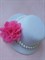 Шляпка на заколках Элегант, Белая шляпка, малиновый цветок - фото 11457