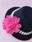 Шляпка на заколках Элегант, Черная шляпка, малиновый цветок - фото 11475