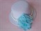 Шляпка на заколках Элегант, Белая шляпка, голубой цветок - фото 11477