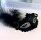 Маска ажурная на твердом каркасе с перьями, черная - фото 11521