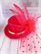 Шляпка заколка с перьями и сеточкой, красная - фото 11548