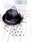 Шляпка заколка с перьями и сеточкой, черная - фото 11553