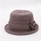 Шапка - шляпа с цветком, ровные полосы ,коричневая - фото 11706