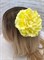 Заколка - брошь цветок Пион, 11 см, лимонный/ светло-желтый - фото 13397